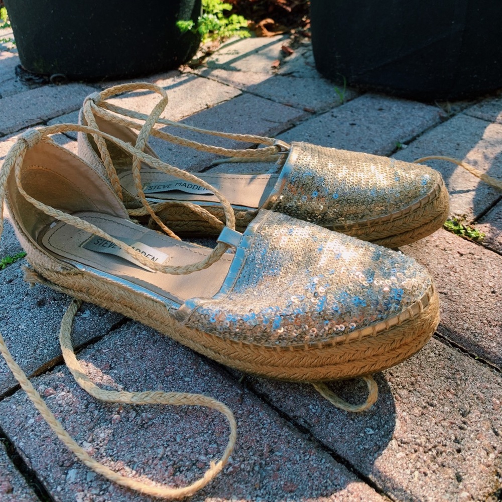 Steve Madden Sequin Espadrille Sandals, Size 6